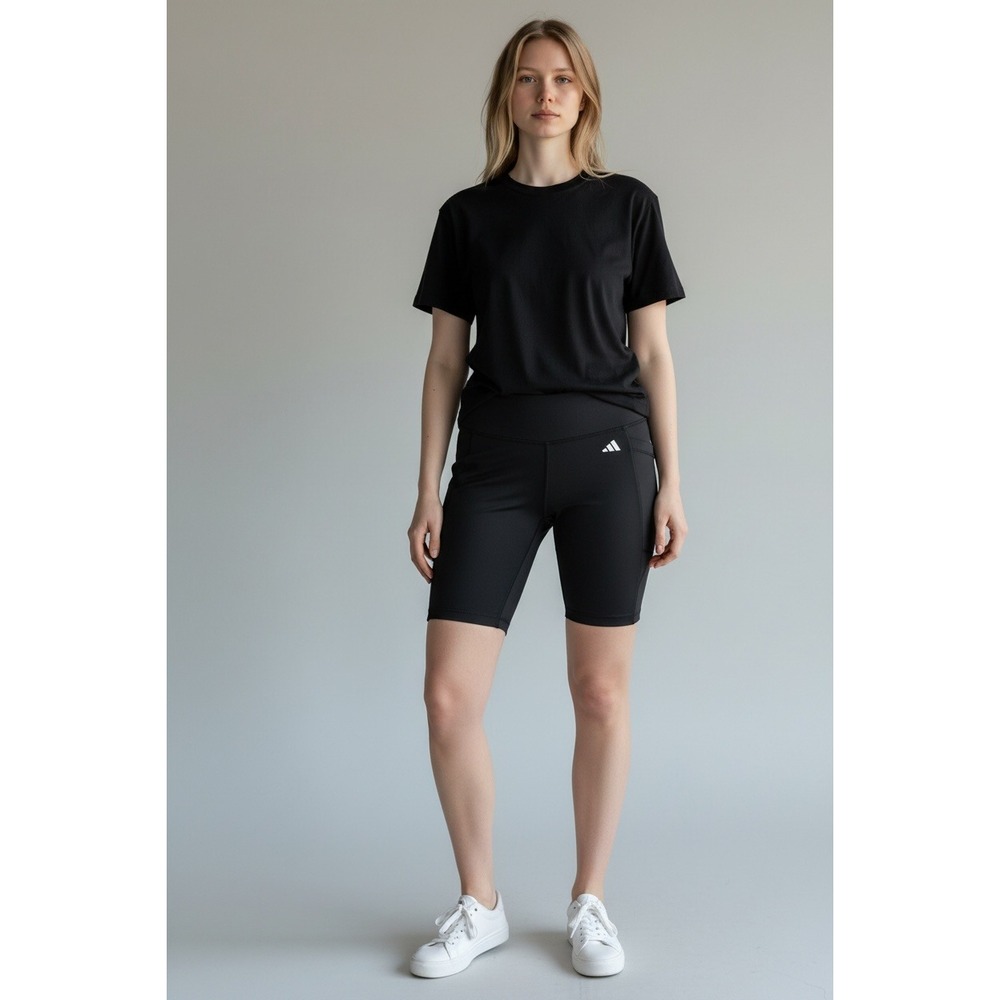 Adidas Women Black OPT ST SOLID SH Training Bike Shorts Plus Size 1X‎ IK0102 NWT